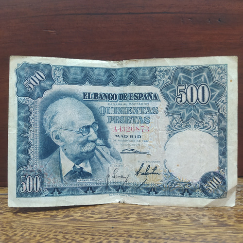 Antiguo Billete 500 Pesetas España 1951 Pick 142