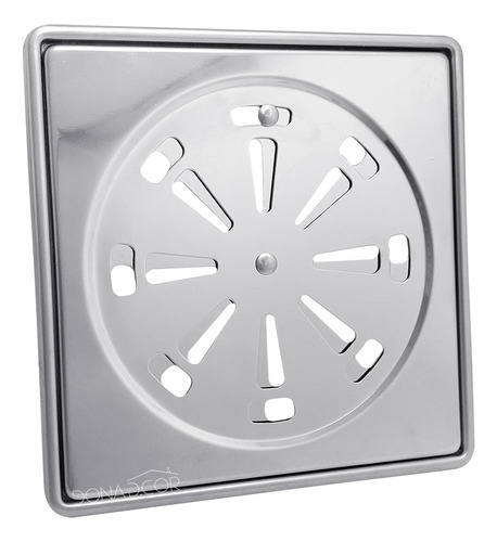 Porta Grelha Inox 304 E Tampa Ralo 15x15 Rotativo Com Fecho Ralo De Banheiro E caixilho 15x15 kit completo ralo abre e fecha Dona D.cor