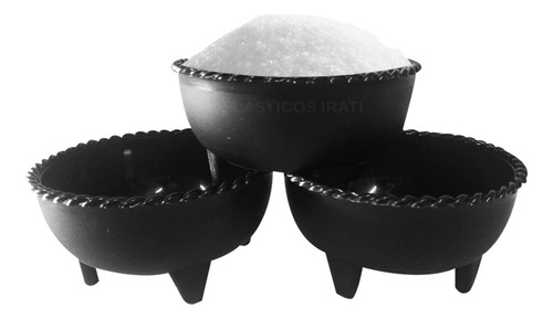 60 Mini Salsero Molcajete Negro P/ Servir Sal Salsa Limones