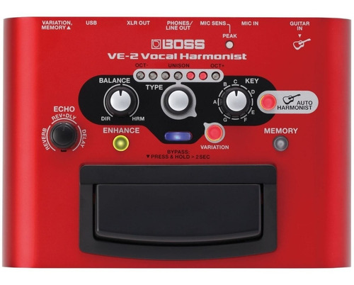 Pedal de efeito Boss Vocal Effects Vocal Harmonist VE-2  vermelho