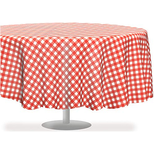 Red Gingham Checkered 12 Pack Standard Disposable Plast...