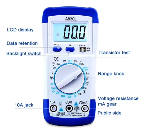 Multimetro Digital Aneng A830l Ac Dc Voltaje Ohm Transistor