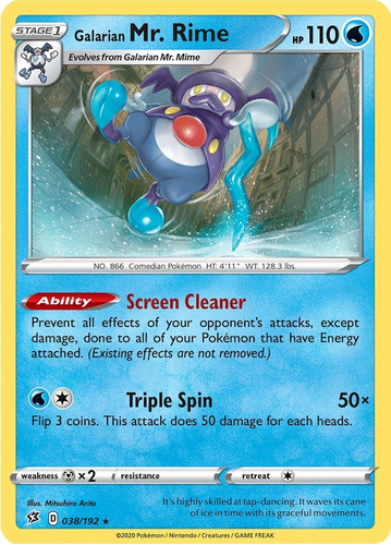 Cartas Pokemon S&s Galarian Mr Rime 38/192 Reverse