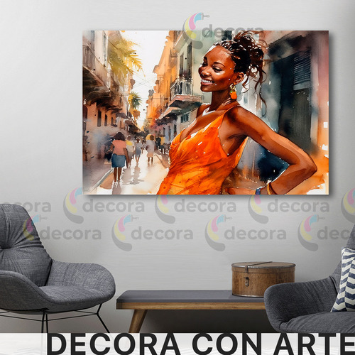 Cuadro Mujer Cubana Colorido Elegante Rustico Canvas 60x40