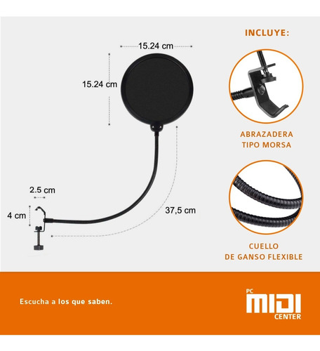 Filtro Antipop Pf-08 Flexible Para Microfono