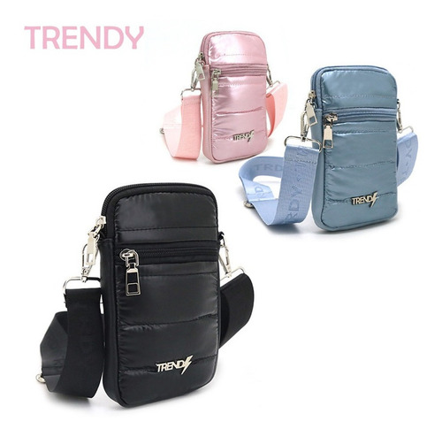 Morral Bandolera Trendy Porta Celular Mujer Puffer Phone Bag