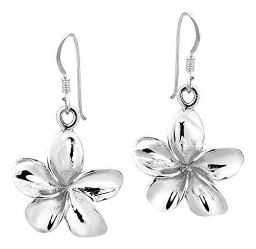 Pendientes Colgantes De Plata Esterlina.925 Con Flor De Plum