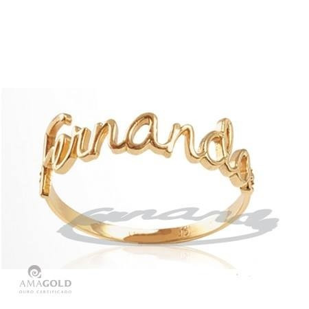 Anel Com Nome Em Ouro 18k ..frete Grátis Brasil