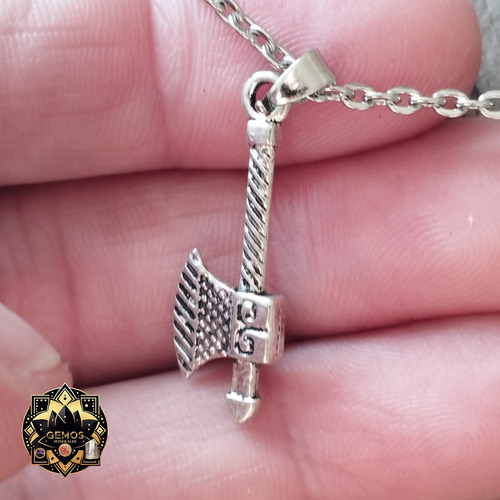 Collar Hacha Medieval Cadena 45cm Gemos Accesorios Plateado