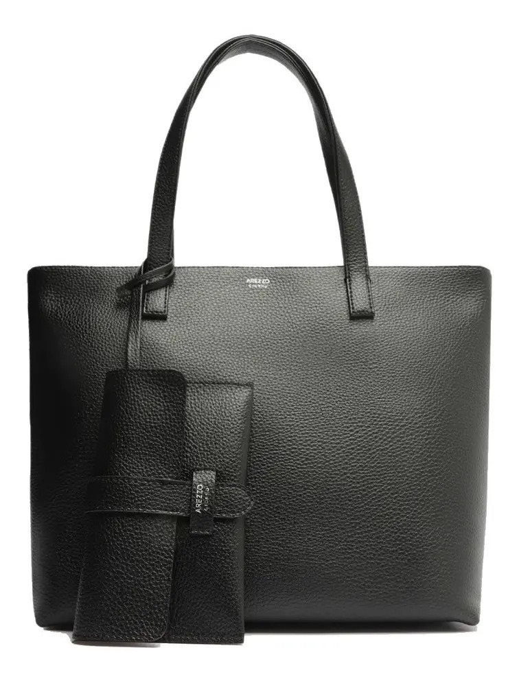 Bolsa Arezzo Shopping Tamanho Grande Lisa Com Carteira Cor Preto