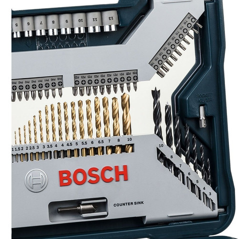 Imagem 4 de 5 de Jogo De Brocas X-line Titânio Com 100 Peças + Maleta Bosch
