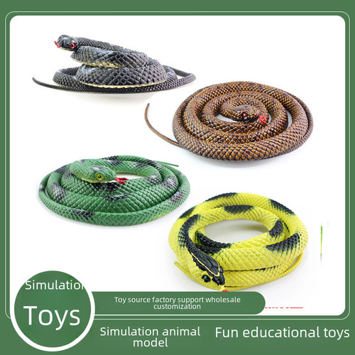 Brown - Realistic Snake Model Toy Boa Python King Cobra