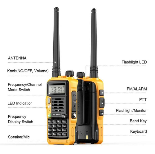 Walkie-talkie Baofeng Antenna UV-S9 Plus e frequência VHF/UHF - amarelo 127/220V