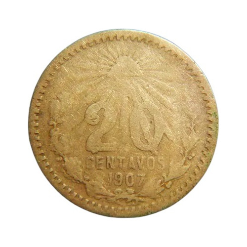 Moneda 20 Centavos 1907 Resplandor Variedad 7 Curvo Ley. 800