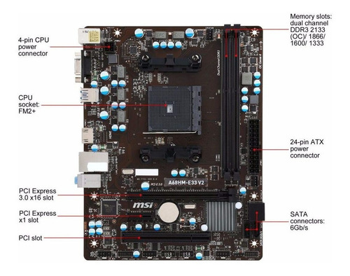 Motherboard Msi A68hm-e33 V2 Ddr3 Amd Fm2 Tranza Uruguay