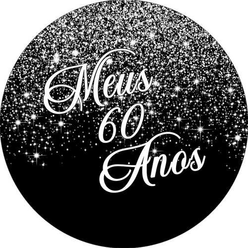 Painel De Festa - Meus 60 Anos Efeito Glitter - 1,5x1,5