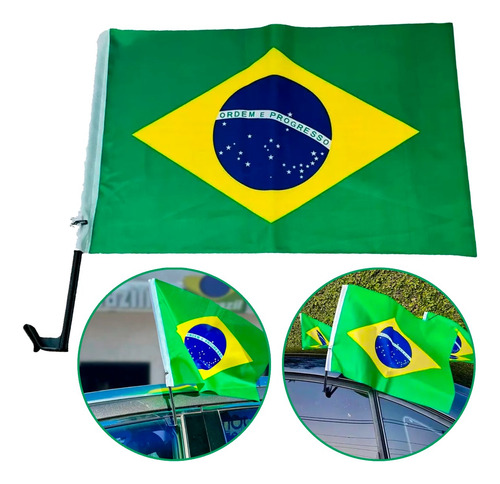 Kit 12 Bandeiras Do Brasil Vidro Carro Poliéster Resistente