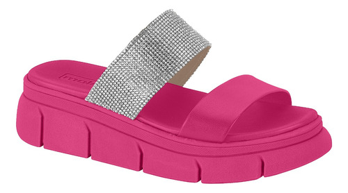 Sandália Slide Moleca Papete Flatform Plataforma Strass 