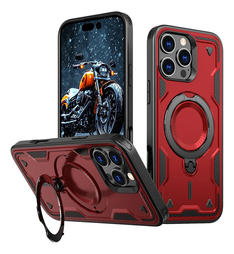 Funda Armor Magsafe Para iPhone 16, 13, 12, 14, 15 Pro Max Plus, Carga Inalámbrica, 360 Grados, Anillo Atril, A Prueba De Golpes