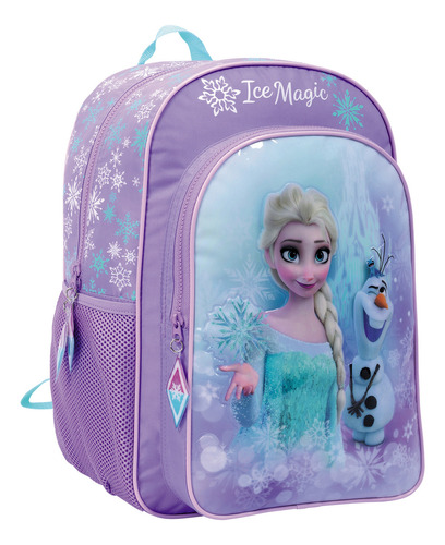 Mochila 16 PuLG espalda Frozen Disney wabro Linea Hielo Color Violeta Diseño de la tela Disney Frozen