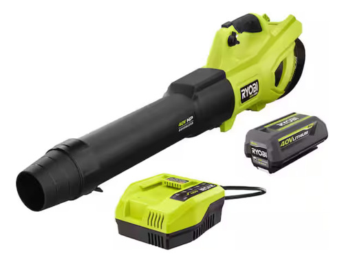 Kit Sopladora 40v Con Batería 4ah Y Cargador Ryobi Ry404014k Color Verde