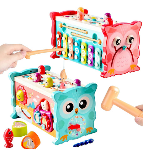 Juguete Montessori Bebes Educativo Martilleo Juego 8 En 1