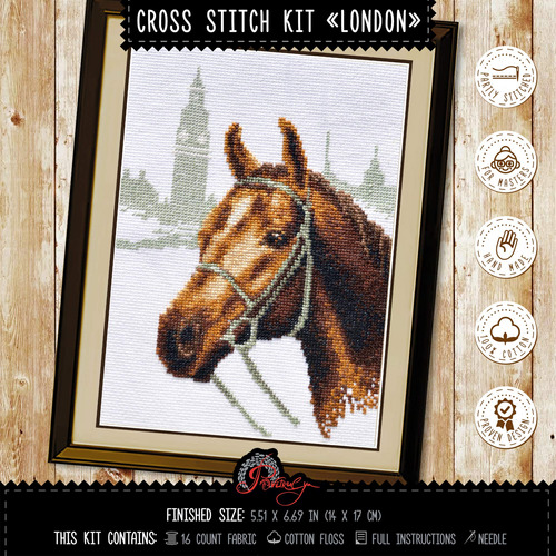 Kit Punto Cruz Animal 'london'  Juego Bordado Caballo