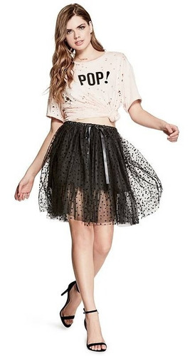 Falda Guess Belladonna Tulle Skirt Jblk Negro