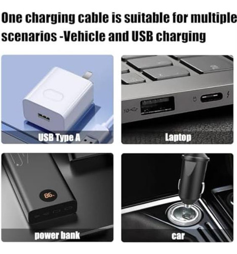 Sicimly Tc77 Cable Cargador De Vehículo 2 En 1 Y Usb Para Ze