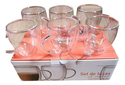 6pz De Tazas De Vidrio Color Transparente Normal De Taza