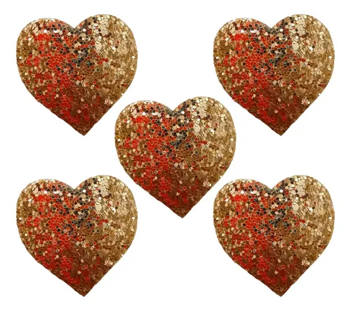 comprar Aplique Corazon En Glitter Lurex Parche Termoadhesivo X 5