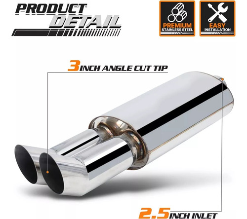 Escape Muffler Entrada 2.5 Pulgadas -salida 3 Pulgadas Mauto