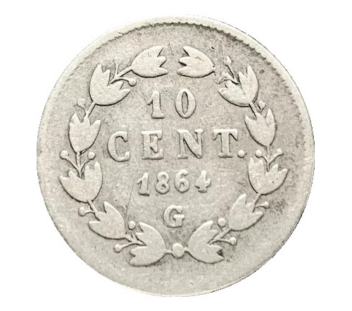 Moneda 10 Centavos Maximiliano Plata Original 1864 Go