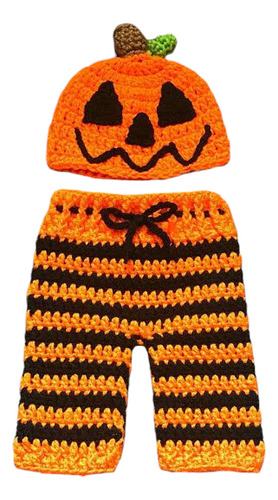 Conjunto Tejido A Crochet De Calabaza Para Bebés De 0-6 M