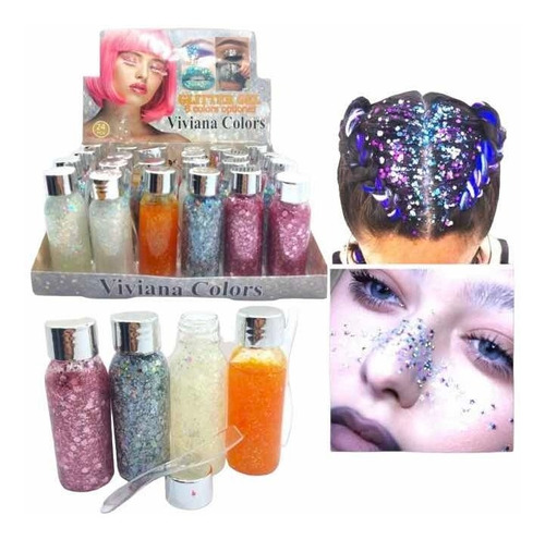 Pack 4 Botellas Glitter Multiuso Para Rostro  Cabello Cuerpo