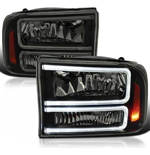 Faros Delanteros Negros Ahumados Con Led Compatibles Con For