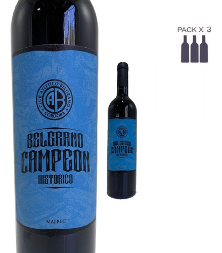 Vino Belgrano Campeon Malbec Pulperia Cordobesa X3