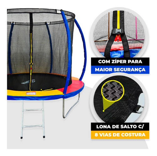 Cama Elástica Pula Pula 2,44m Grande Colorida