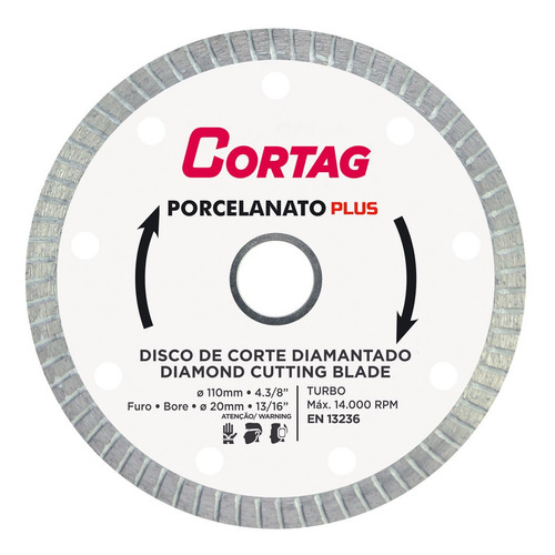 Imagem 1 de 1 de Disco Porcelanato Plus 1.4mm Turbo Corta+ Cortag 61314