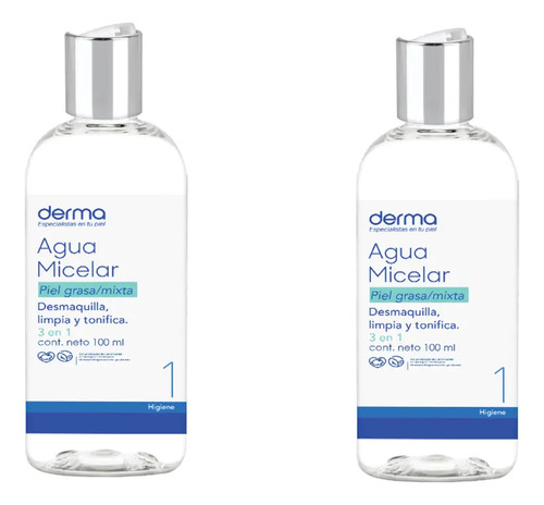 Derma Agua Micelar 2pzs Piel Grasa/mixta