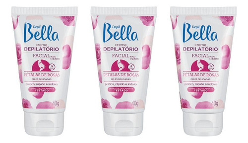 Creme Depilatorio Depil Bella Facial Petala De Rosas 40g-3un