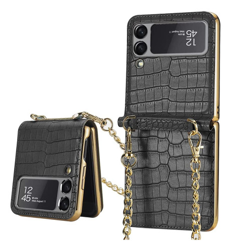 Funda Samsung Galaxy Z Flip 3 De Cuero Con Cadena - A