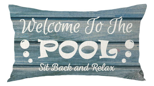 To The Pool Sit Back And Relax Funda Cojin Decorativa Lino