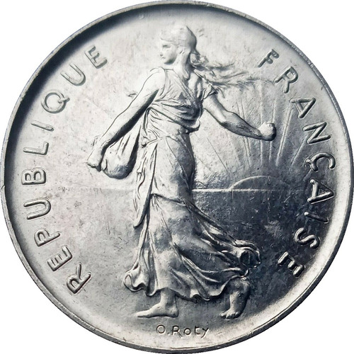 Bb#49 Moneda Del Mundo Francia 5 Francos Plantando Semillas