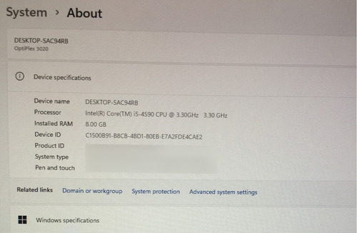 Cpu Dell Optiplex 3020 Intel Core I5 4th Gen Sku 1607 (Usado)