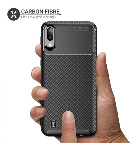 Forro Samsung M 10 Galaxy Negro Fibra Carbono Ultra Protect