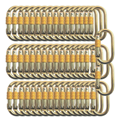 50 Un Mosquetão Oval Aço 25kn Trava Rosca Ce Nbr 15837:10 Sf