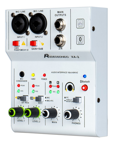 Mezclador Audio Rs Xa2 Audio 2 Canales Mixer Usb Bluetooth