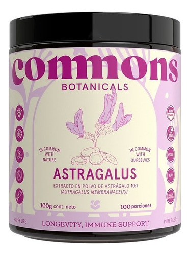 Commons Adaptógeno Astragalus Astragalo 100gr Sabor Sin Sabor