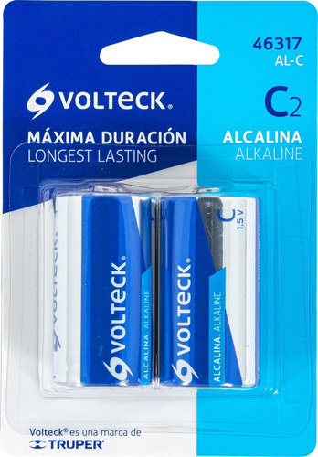 Pilas Alcalinas C Medianas 1.5v Máxima Duración Volteck X 2